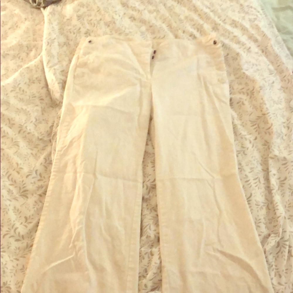 White flare pants